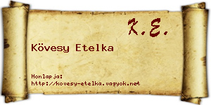 Kövesy Etelka névjegykártya