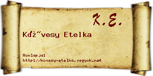 Kövesy Etelka névjegykártya